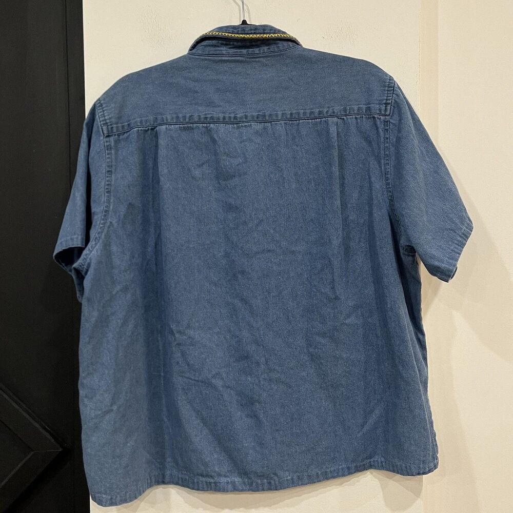 Vintage Women’s Fall Leaves Embroidered Denim Button Up Shirt Size XL Cottage - Picture 4 of 4